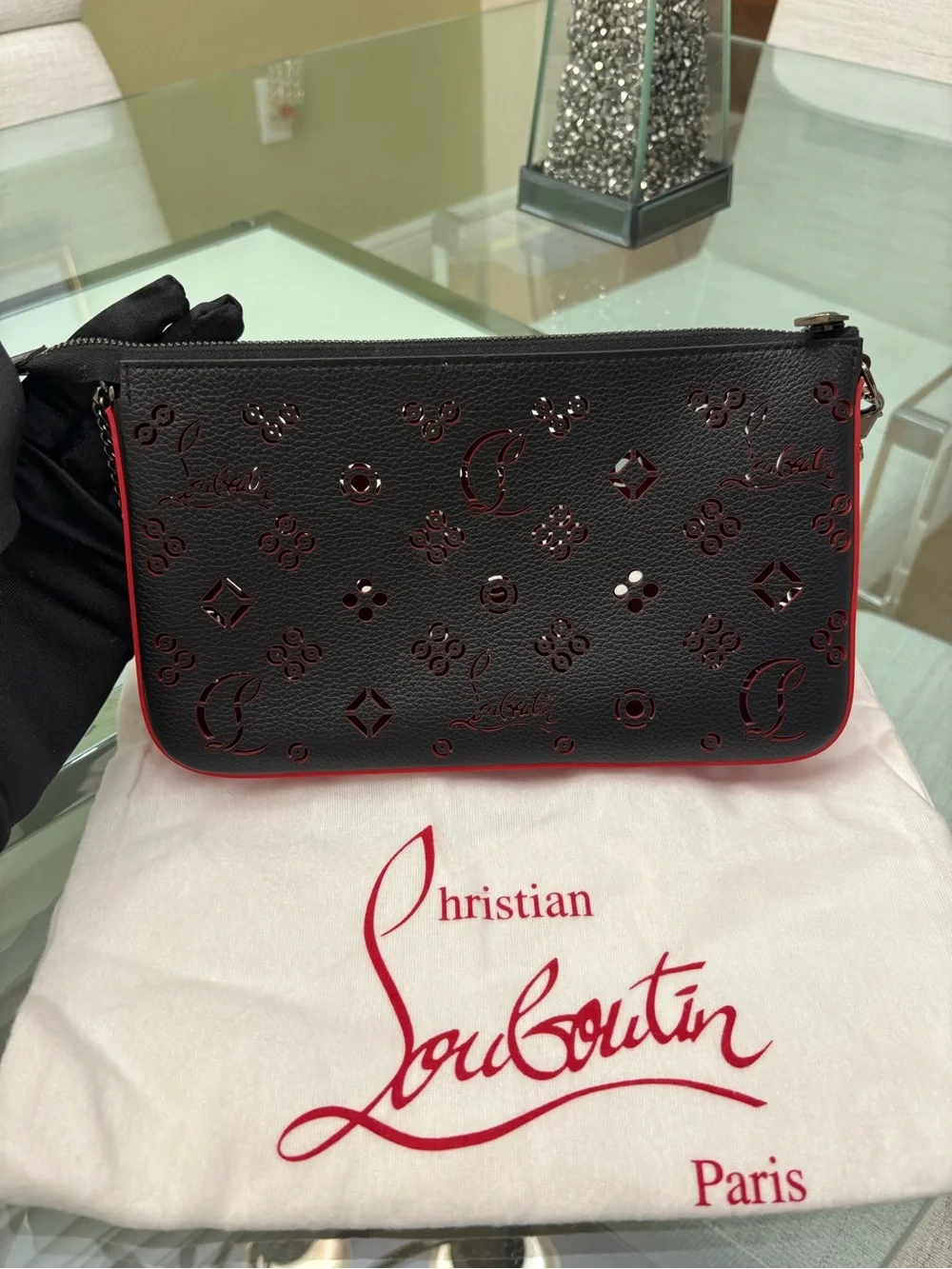 Authentic Christian Louboutin Loubila Leather Clutch